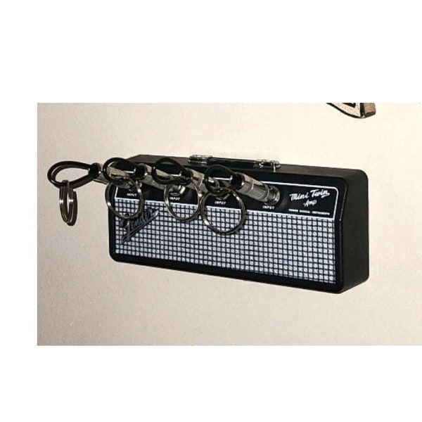 Fender Amp Key Holder With 4 Keyring Amp Jacks, Fender Key Holder, Amp Key Holder, Music Key Hook, Amplifier Key Holder