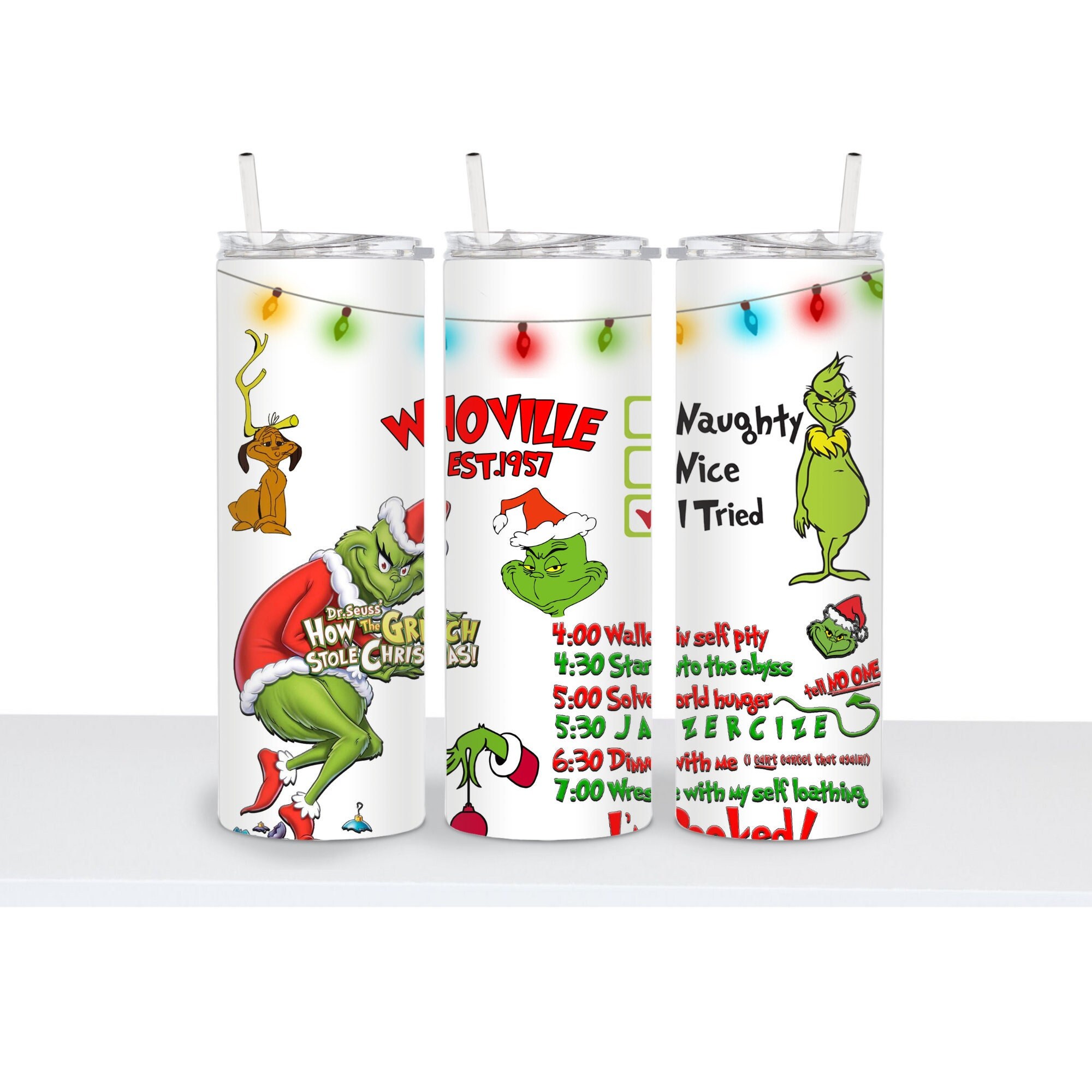  Personalized Insulated 20oz Tumbler, Stainless Steel  Insulated Cup, Travel Cup, Double Wall Coffee Cup for Hot and Cold Drinks, Grinch Tumbler