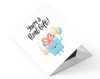 Mini BIRTHDAY Illustrated Greeting Card + Giftable Magnet | Magnet-fy The Lord™ Christian Outreach Tool – You’re a Real Gift! | Funny & Cute