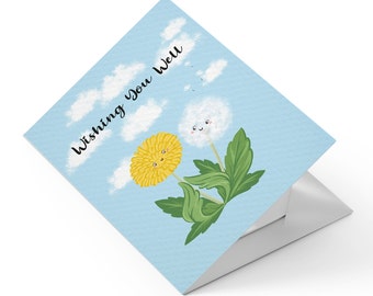 Mini GET WELL/Best Wishes Cute Illustrated Greeting Card + Giftable Magnet | Magnet-fy The Lord™ Evangelism Tool – Message: Wishing You Well