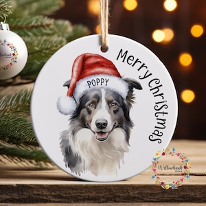 Personalised Border Collie Christmas Tree Decoration l Dog Lover l Santa Dogs l Hanging Decoration l Hanging Ornament