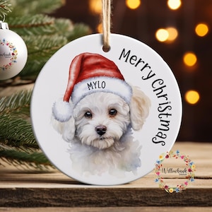 Personalised Bichon Frisé Christmas Tree Decoration l Dog Lover l Santa Dogs l Hanging Decoration l Hanging Ornament