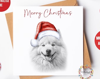 Multipack Personalised Samoyed Christmas Card l Dog Lover Festive Card l Santa Dogs l Dog Mama l Siberian Dog