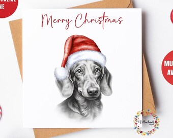 Personalised Dachshund Christmas Card l Sausage Dog l Dog Lover Festive Card l Santa Dogs l Dog Mama l Puppy Xmas Card