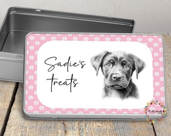 Personalised Labrador Puppy Dog Treat Tin l Puppy Treats l Dog Lover l New Puppy Gift l Dog Biscuit Storage