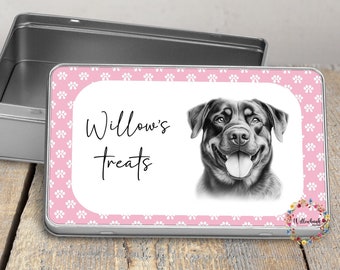 Personalised Rottweiler Dog Treat Tin l Puppy Treats l Dog Lover l New Puppy Gift l Dog Biscuit Storage