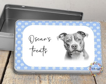Personalised Pitbull DogTreat Tin l Puppy Treats l Dog Lover l New Puppy Gift l Dog Biscuit Storage