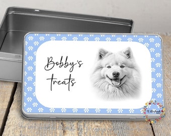 Personalised Samoyed DogTreat Tin l Puppy Treats l Dog Lover l New Puppy Gift l Dog Biscuit Storage