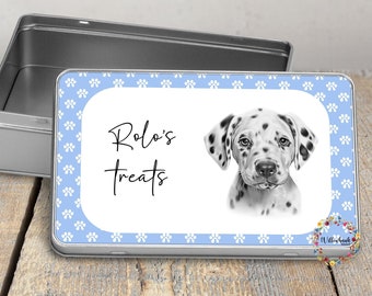 Personalised Dalmation Treat Tin l Puppy Treats l Dog Lover l New Puppy Gift l Dog Biscuit Storage