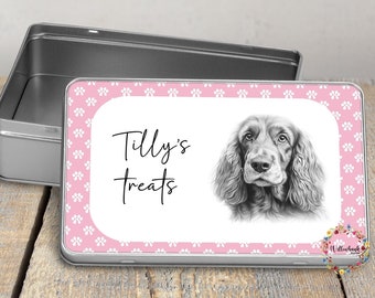 Personalised Cocker Spaniel Dog Treat Tin l Puppy Treats l Dog Lover l New Puppy Gift l Dog Biscuit Storage