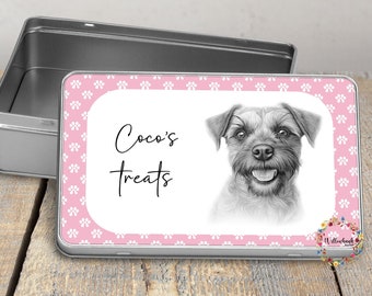 Personalised Border Terrier Dog Treat Tin l Puppy Treats l Dog Lover l New Puppy Gift l Dog Biscuit Storage