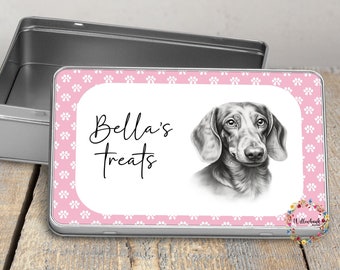 Personalised Dachshund Dog Treat Tin l Sausage Dog l Puppy Treats l Dog Lover l New Puppy Gift l Dog Biscuit Storage