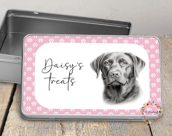 Personalised Black Labrador Treat Tin l Puppy Treats l Dog Lover l New Puppy Gift l Dog Biscuit Storage