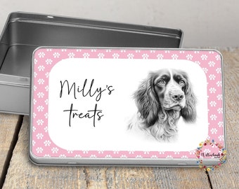 Personalised Springer Spaniel Dog Treat Tin l Puppy Treats l Dog Lover l New Puppy Gift l Dog Biscuit Storage