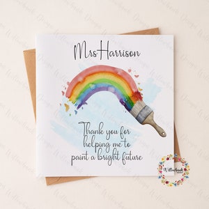 Merci personnalisé de m'avoir aidé à peindre un avenir radieux l Carte d'enseignant l Aide-enseignant l Maternelle l Préscolaire l Nourrice