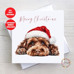 Carte de Noël Cavapoo l Carte de fête pour amoureux des chiens l Père Noël chiens l Maman chien l Carte de Noël chiot