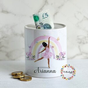 Personalised Ballerina Money Box l Savings Jar l Ballet Dancer Gift l Children&#39;s Savings Jar l Piggy Bank l Pocket Money