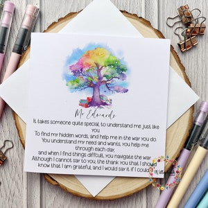 Carte personnalisée de professeur l Assistant pédagogique l Assistant SEN l 121 l Enseignant de remerciement individuel l Maternelle l Éducation spécialisée l SENCO