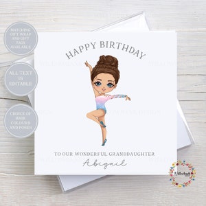 Carte d'anniversaire personnalisée de danseur de gymnastique l Anniversaire de gymnaste