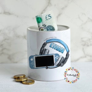Personalised Gaming Money Box l Savings Jar l Gamer Gift l Children&#39;s Savings Jar l Games Controller Console  l Piggy Bank l Pocket Money