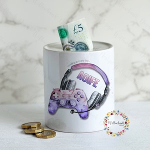 Personalised Gaming Money Box l Savings Jar l Gamer Gift l Children&#39;s Savings Jar l Games Controller Console  l Piggy Bank l Pocket Money