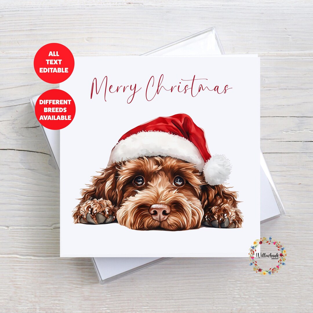 Cavapoo Christmas Card L Dog Lover Festive Card L Santa Dogs L Dog Mama ...