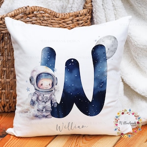 Personalised Astronaut Cushion l l Outer Space l Space Man l Children&#39;s Pillow l Nursery Decor l Bedroom Accessories l Solar System