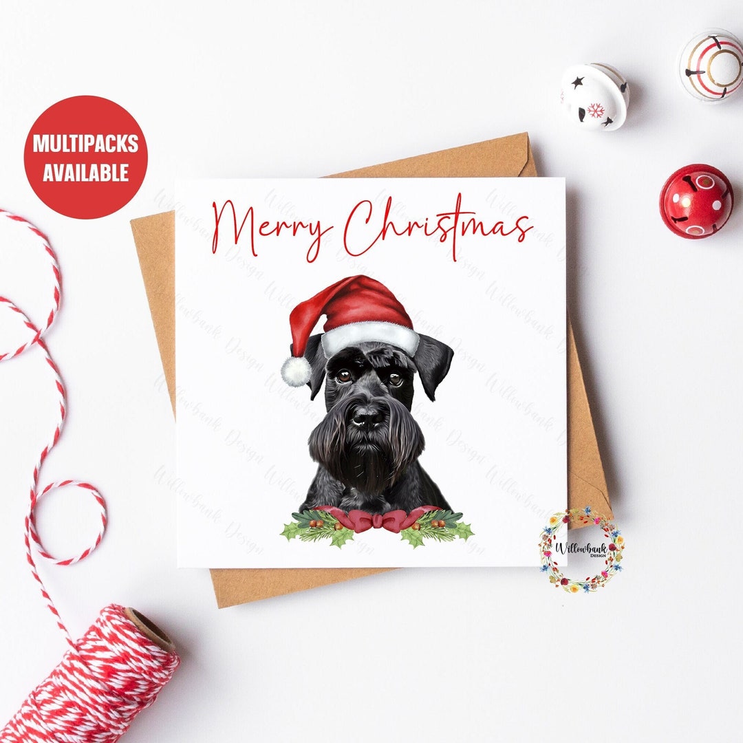 Custom Christmas Cards CATNEVERLAND Miniature Schnauzer Santa Helper  Christmas Card From Dogs Christmas Card Stock, image size:1080x1080