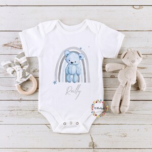 Personalised Rainbow Teddy Bear Baby Bodysuit l Baby Girl Vest l New Baby Gift l Baby Shower