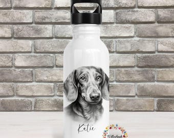 Custom Dog Water Bottle l Drinks Bottle l Dog Lover l 600ml Straw Bottle l Dog Owner Gift