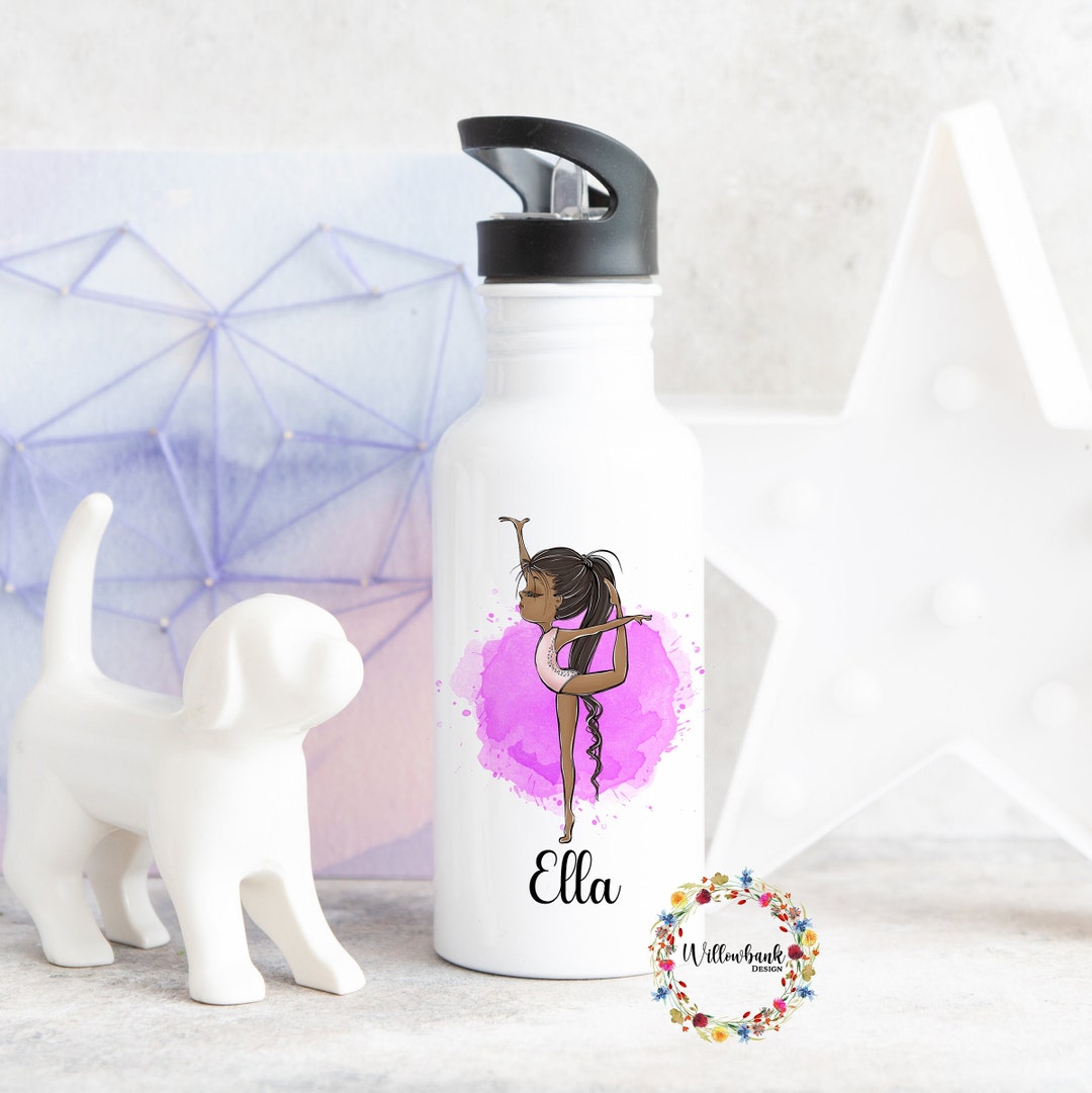 Personalized Silver Aluminum Water Bottle - 20oz Custom Gymnastics Sport Bottle With Carabiner - View #11