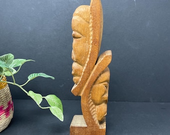 VINTAGE Hand Carved African Figurines, Set of 2 Kenyan Wood Art