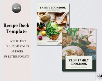 DIY Personalized Recipe Book, Printable Recipe Book Template, Family Cookbook Template, Recipe Ebook / Ivory