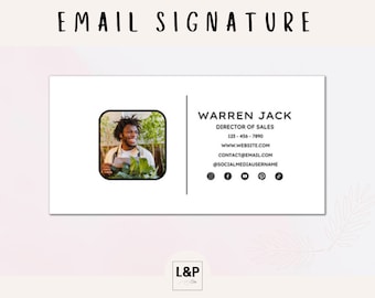 Editable Email Template, Email Signature Template with Photo, Gmail Signature Design, Simple Signature Template Canva / Forest