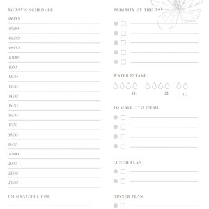 Daily Planner Printable PDF, With Schedule Section 6am-11pm, for Work ...