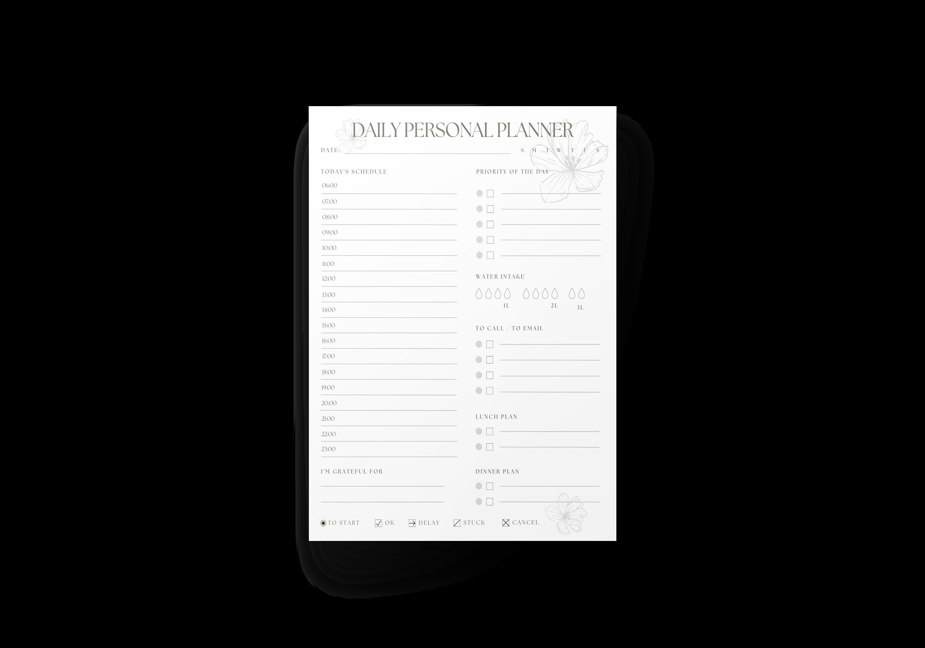 Daily Planner Printable PDF, With Schedule Section 6am-11pm, for Work ...