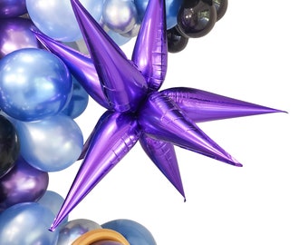 Star Shaped Foil Balloons - Metallic Purple, Silver, Gold, Red, Blue