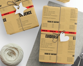 Evidence, Chain of Custody Wrapping Paper, True Crime Fan Gift Wrap, Dateline, Christmas Holiday Decor,  Crime Show Junkie, Funny Wrap