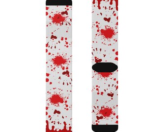 Blood Splatter and Bloody Hand Print Crime Shows Socks, True