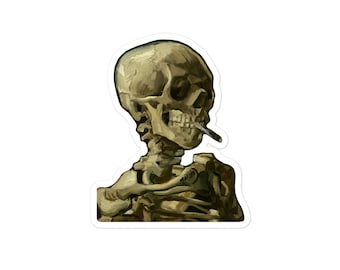 Skeleton with a Burning Cigarette Vinyl Sticker