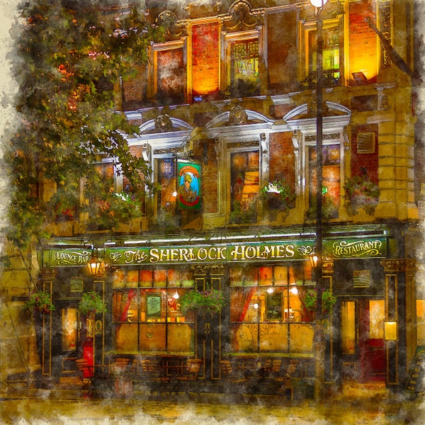 Sherlock Holmes Restaurant - Britannia Series (London) - Watercolor Illustration from APCrowley Studio