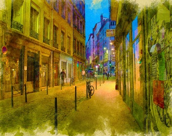 Oxford Street at Night - Britannia Series (Oxford) - Watercolor Illustration from APCrowley Studio