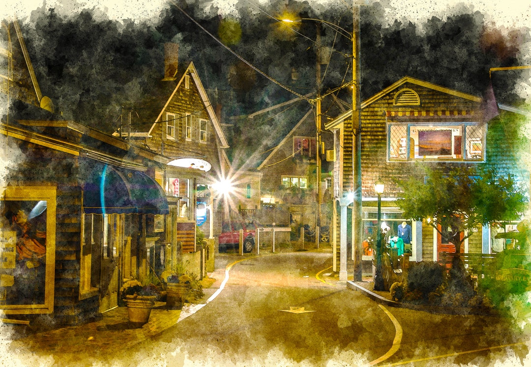 Perkins Cove Americana Series maine Watercolor Illustration From