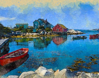 Peggys Cove - Canadiana Series (Nova Scotia) - Watercolor Illustration from APCrowley Studio