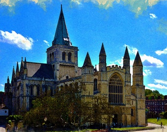 Rochester Cathedral - Britannia Series (Kent) - Watercolor Illustration from APCrowley Studio