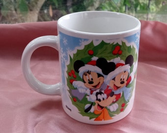 Vintage Disney Weihnachtstasse - Mickey, Minnie & Pluto Holiday Trinkgefäß