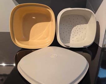 Vintage Tupperware Steamer: Harvest Gold Retro Kitchen Essential