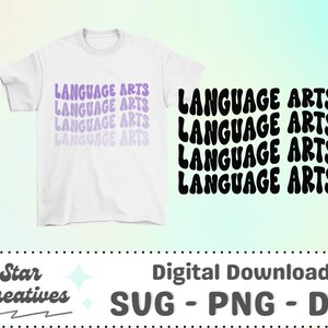 Language Arts SVG PNG, wavy font, Groovy Svg, Back to School svg, Groovy Teacher Svg, Cut File for Cricut, trendy PNG, Digital Download