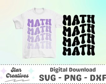Math SVG PNG, wavy font, Groovy Svg, Back to School svg, Groovy Teacher Svg, math teacher, Cut File for Cricut, trendy PNG, Digital Download