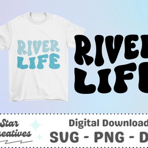 Flussleben SVG PNG, wellenförmige Schriftart, Sommer svg, Booting floating svg, Flussreise Svg, Cut File für Cricut, trendy PNG, Digitaler Download